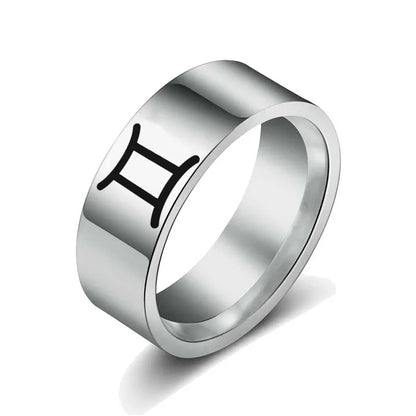 Wholesale Jewelry Hip-Hop Commute Constellation 304 Stainless Steel Silver Plated Carving Rings