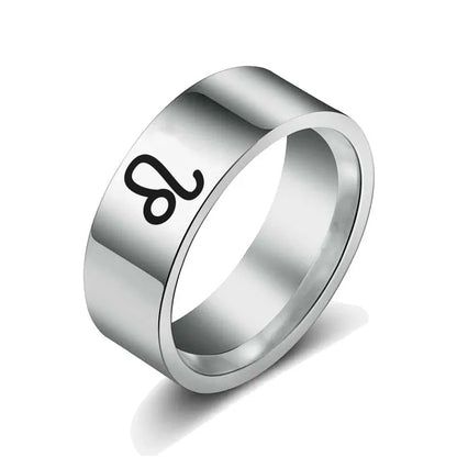 Wholesale Jewelry Hip-Hop Commute Constellation 304 Stainless Steel Silver Plated Carving Rings