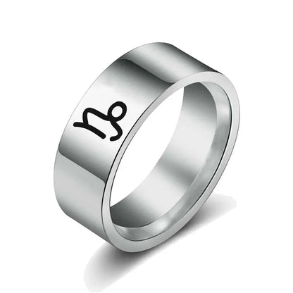 Wholesale Jewelry Hip-Hop Commute Constellation 304 Stainless Steel Silver Plated Carving Rings