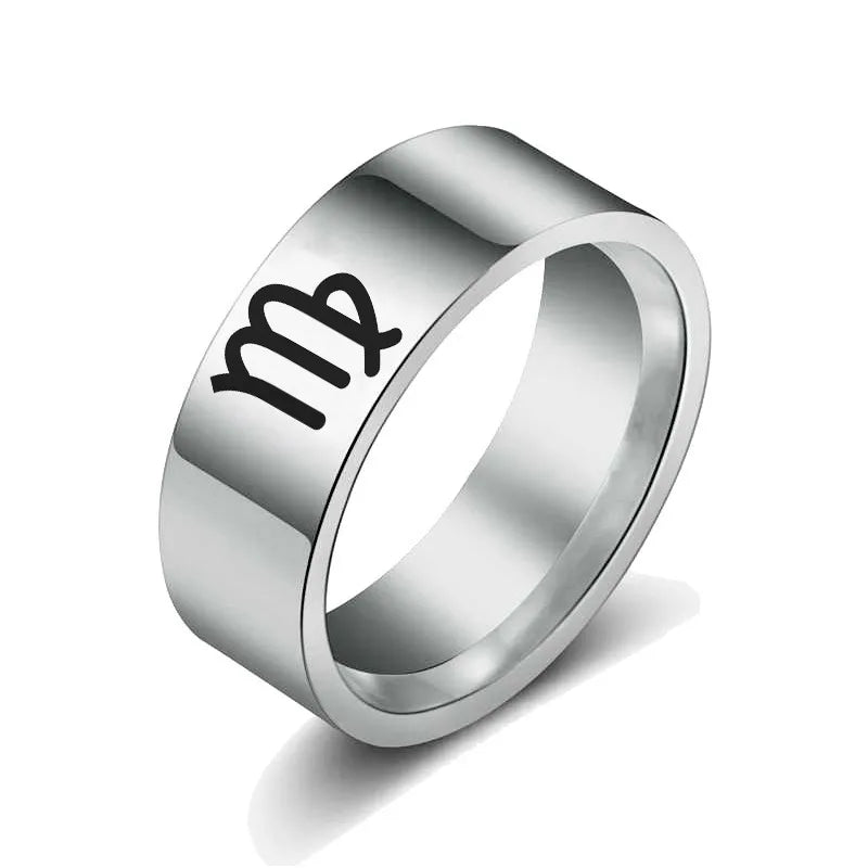 Wholesale Jewelry Hip-Hop Commute Constellation 304 Stainless Steel Silver Plated Carving Rings