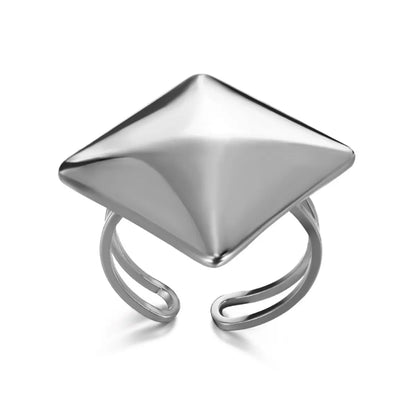 Wholesale Jewelry Hip-Hop Exaggerated Simple Style Rhombus 304 Stainless Steel Open Rings