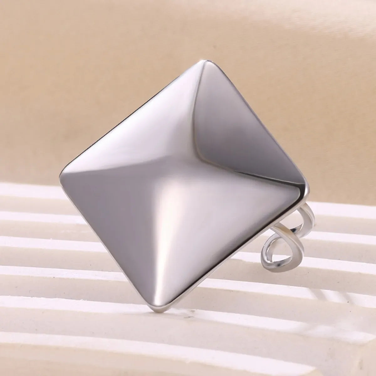 Wholesale Jewelry Hip-Hop Exaggerated Simple Style Rhombus 304 Stainless Steel Open Rings