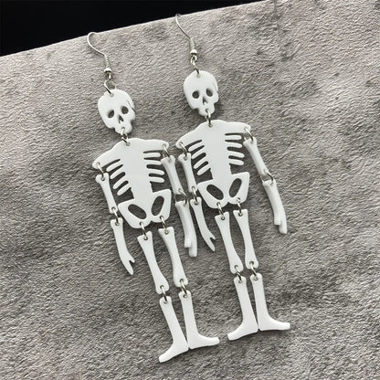 1 Pair Hip-Hop Funny Classic Style Skeleton Skull Printing Three-Dimensional Arylic Drop Earrings