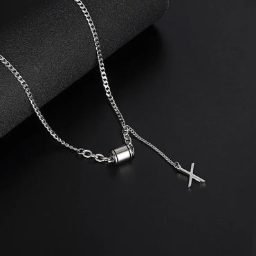 Wholesale Jewelry Hip-Hop Geometric Letter Titanium Steel Polishing Pendant Necklace