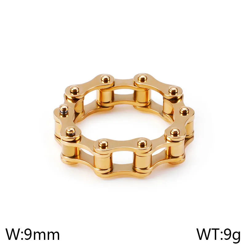 Wholesale Jewelry Hip-Hop Geometric Solid Color 304 Stainless Steel 18K Gold Plated Rings Necklace