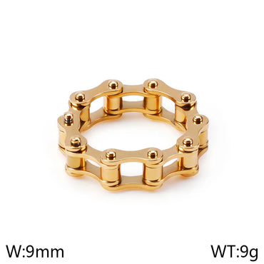 Wholesale Jewelry Hip-Hop Geometric Solid Color 304 Stainless Steel 18K Gold Plated Rings Necklace