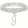 1PC Wholesale Jewelry Customized Hip-Hop Silver Full Diamond Name Letters Foot Chain Jewelry Women Luxurious Rock Personal Initials Letter Alloy Rhinestones Inlay Anklet Gold Jewelry