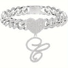 1PC Wholesale Jewelry Customized Hip-Hop Silver Full Diamond Name Letters Foot Chain Jewelry Women Luxurious Rock Personal Initials Letter Alloy Rhinestones Inlay Anklet Gold Jewelry