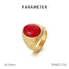 Wholesale Jewelry Hip-Hop Oval 304 Stainless Steel Natural Stone 18K Gold Plated Inlay Rings