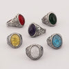 Wholesale Jewelry Hip-Hop Oval 304 Stainless Steel Natural Stone 18K Gold Plated Inlay Rings