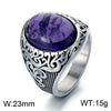 Wholesale Jewelry Hip-Hop Oval 304 Stainless Steel Natural Stone 18K Gold Plated Inlay Rings