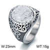 Wholesale Jewelry Hip-Hop Oval 304 Stainless Steel Natural Stone 18K Gold Plated Inlay Rings