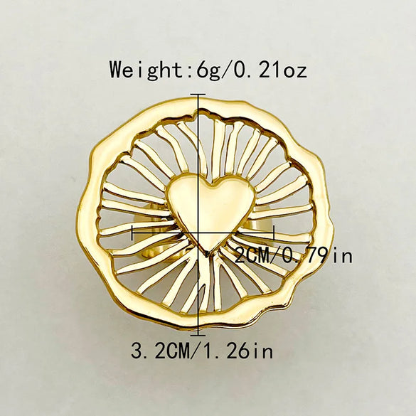 Wholesale Jewelry Hip-Hop Preppy Style Simple Style Triangle Heart Shape Ginkgo Leaf 304 Stainless Steel 14K Gold Plated Enamel Plating Hollow Out Rings