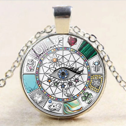 Wholesale Jewelry Hip-Hop Punk Eye Alloy Glass Inlay Pendant Necklace