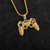 Wholesale Jewelry Hip-Hop Punk Gamepad 304 Stainless Steel Alloy Zinc Alloy Rhinestones Gold Plated Inlay Pendant Necklace