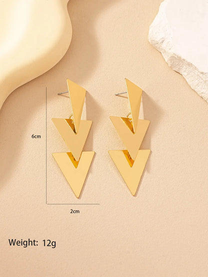 Wholesale Jewelry Hip-hop Punk Triangle Alloy Gold Plated Plating Drop Earrings