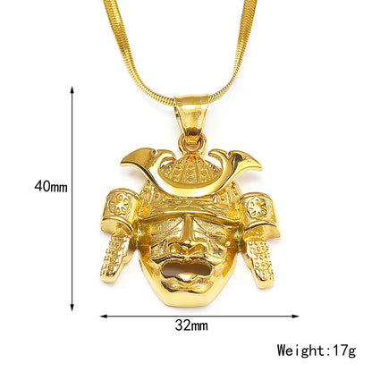 Wholesale Jewelry Hip-Hop Retro Mask 304 Stainless Steel 18K Gold Plated Pendant Necklace