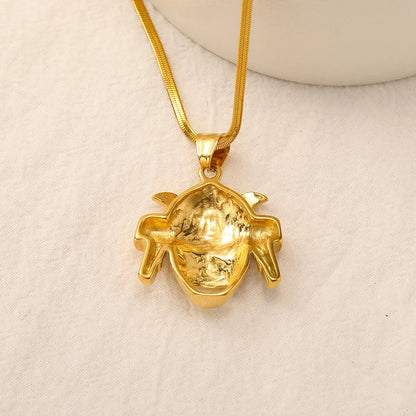 Wholesale Jewelry Hip-Hop Retro Mask 304 Stainless Steel 18K Gold Plated Pendant Necklace