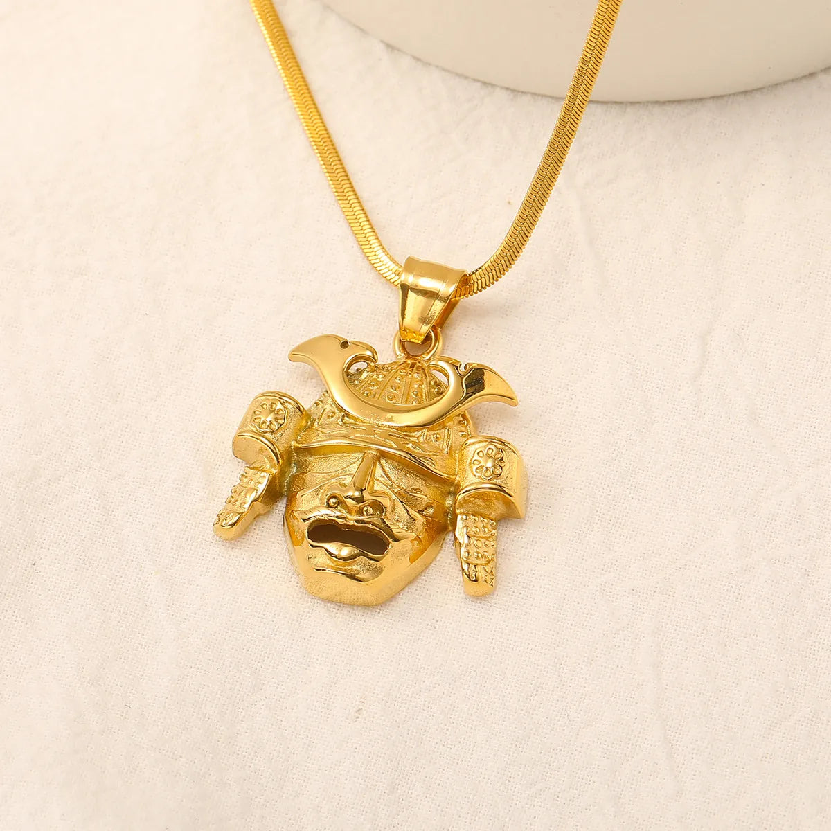 Wholesale Jewelry Hip-Hop Retro Mask 304 Stainless Steel 18K Gold Plated Pendant Necklace