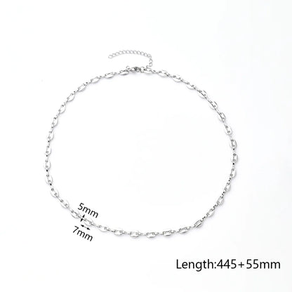 Wholesale Jewelry Hip-Hop Rock Streetwear Oval Solid Color 304 Stainless Steel Handmade Necklace