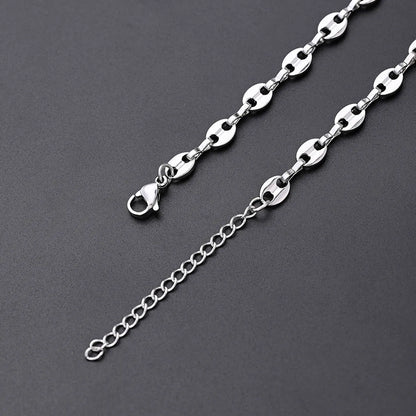 Wholesale Jewelry Hip-Hop Rock Streetwear Oval Solid Color 304 Stainless Steel Handmade Necklace