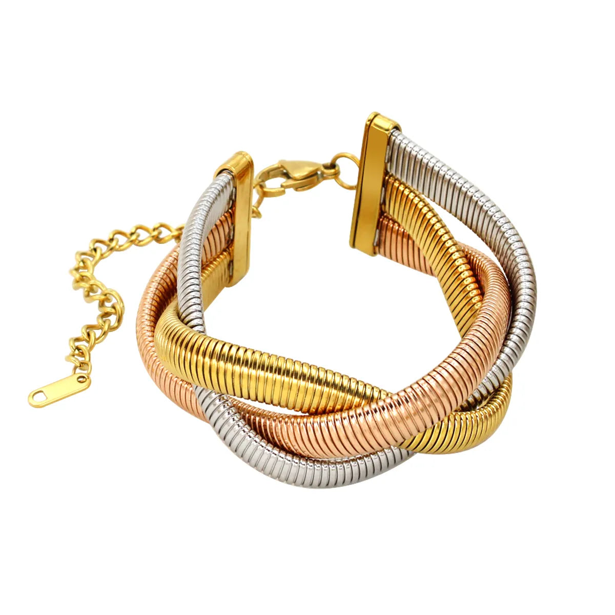 Wholesale Jewelry Hip-Hop Simple Style Commute Geometric 304 Stainless Steel 316 Stainless Steel  Zircon 18K Gold Plated Inlay Bracelets Earrings Necklace