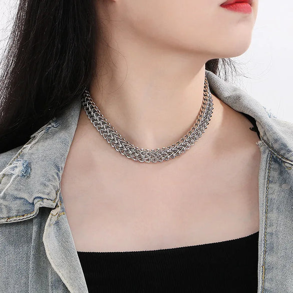 Wholesale Jewelry Hip-Hop Simple Style Geometric Solid Color 304 Stainless Steel 18K Gold Plated Necklace