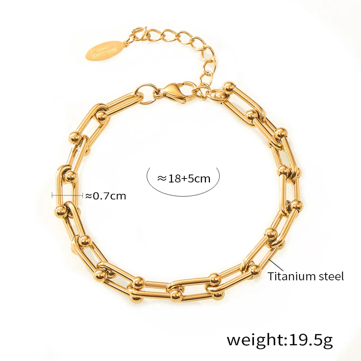 Wholesale Jewelry Hip-Hop Simple Style U Shape 304 Stainless Steel 18K Gold Plated Plating Bracelets Necklace Jewelry Set