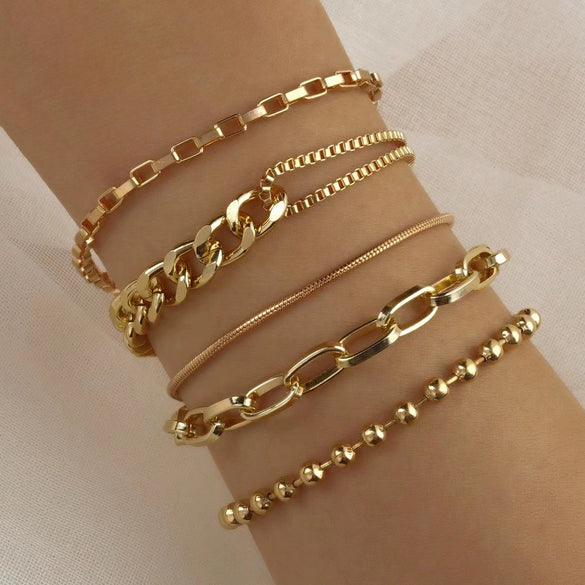 Wholesale Jewelry Hip Hop Snake Bone Chain Bar Bracelet Alloy Geometric Electroplating For Women