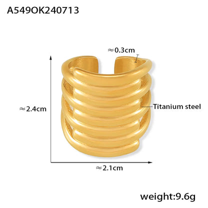 Wholesale Jewelry Hip-Hop Solid Color Titanium Steel 18K Gold Plated Open Rings