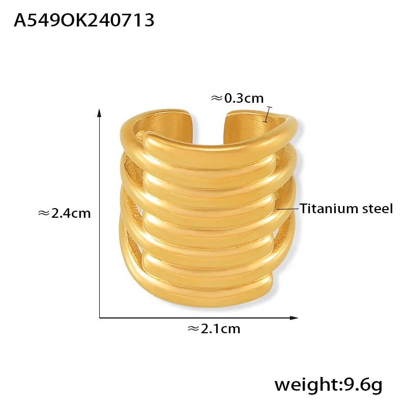 Wholesale Jewelry Hip-Hop Solid Color Titanium Steel 18K Gold Plated Open Rings