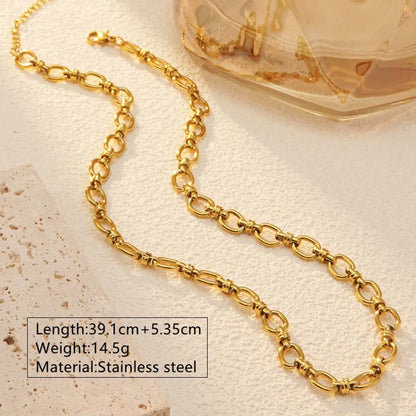 Wholesale Jewelry Hip-Hop Streetwear Cool Style Solid Color 304 Stainless Steel 18K Gold Plated Jewelry Set