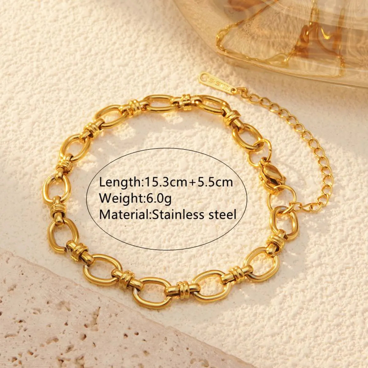 Wholesale Jewelry Hip-Hop Streetwear Cool Style Solid Color 304 Stainless Steel 18K Gold Plated Jewelry Set