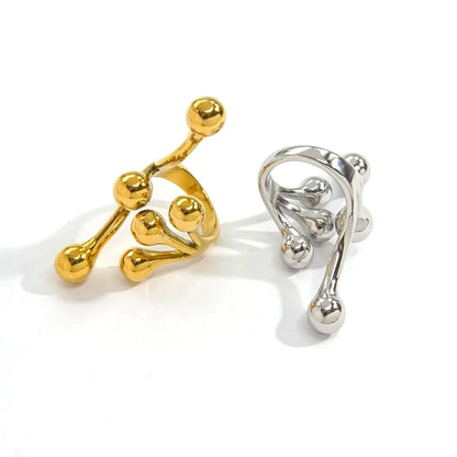 Wholesale Jewelry Hip-Hop Streetwear Lines 304 Stainless Steel 14K Gold Plated Plating Open Rings