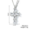 Wholesale Jewelry Hip Hop Style Copper Inlaid Zircon Cross Pendant Necklace With Stainless Steel O Shaped Chain And Electroplating Treatment