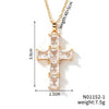 Wholesale Jewelry Hip Hop Style Copper Inlaid Zircon Cross Pendant Necklace With Stainless Steel O Shaped Chain And Electroplating Treatment