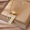 Wholesale Jewelry Hip Hop Style Copper Inlaid Zircon Letter And Number Pendant Necklace With Electroplating