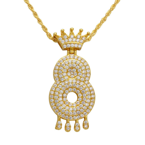 Wholesale Jewelry Hip Hop Style Copper Inlaid Zircon Letter And Number Pendant Necklace With Electroplating