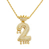 Wholesale Jewelry Hip Hop Style Copper Inlaid Zircon Letter And Number Pendant Necklace With Electroplating