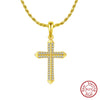 Wholesale Jewelry Hip Hop Style Cross Silver 925 Silver Electroplated Twist Chain Pendant Necklace For Men