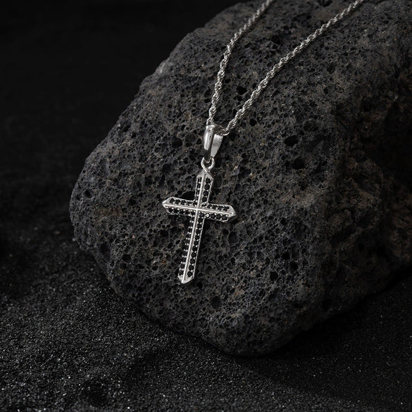 Wholesale Jewelry Hip Hop Style Cross Silver 925 Silver Electroplated Twist Chain Pendant Necklace For Men