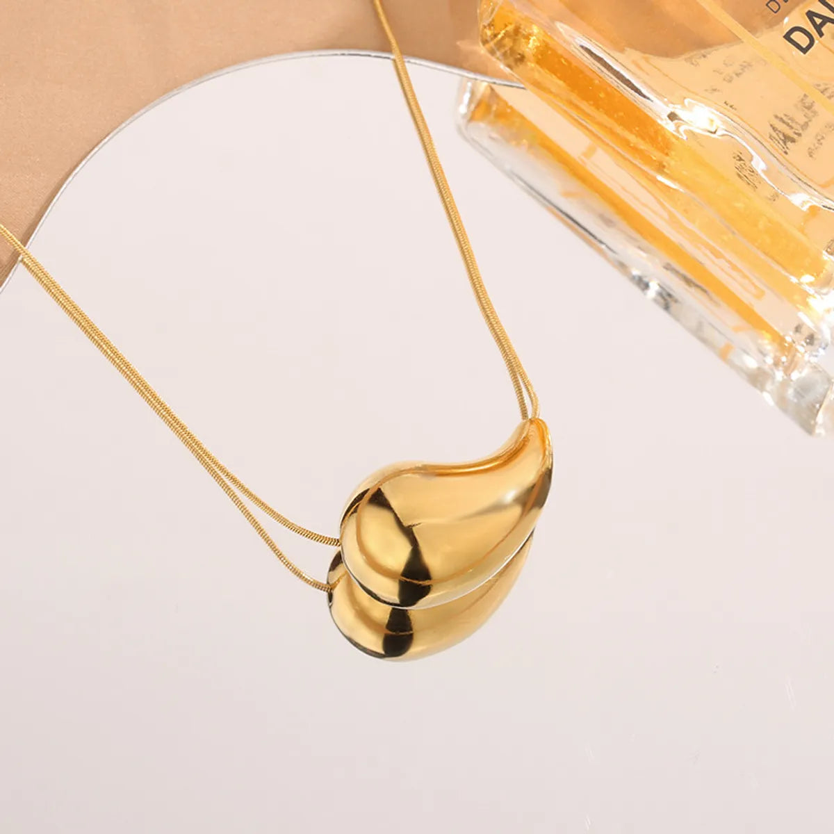 Wholesale Jewelry Hip-Hop Water Droplets 304 Stainless Steel Gold Plated Plating Pendant Necklace