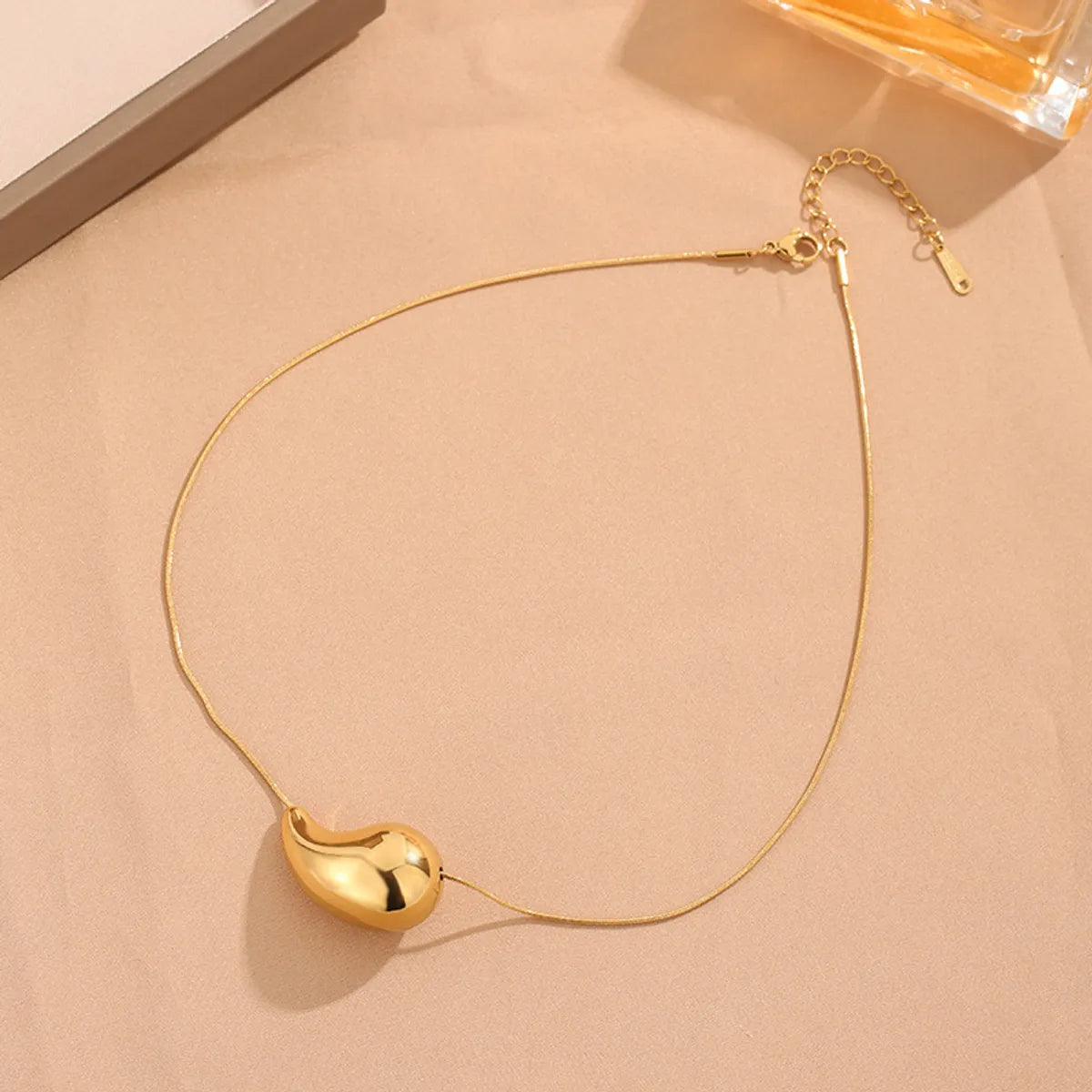 Wholesale Jewelry Hip-Hop Water Droplets 304 Stainless Steel Gold Plated Plating Pendant Necklace