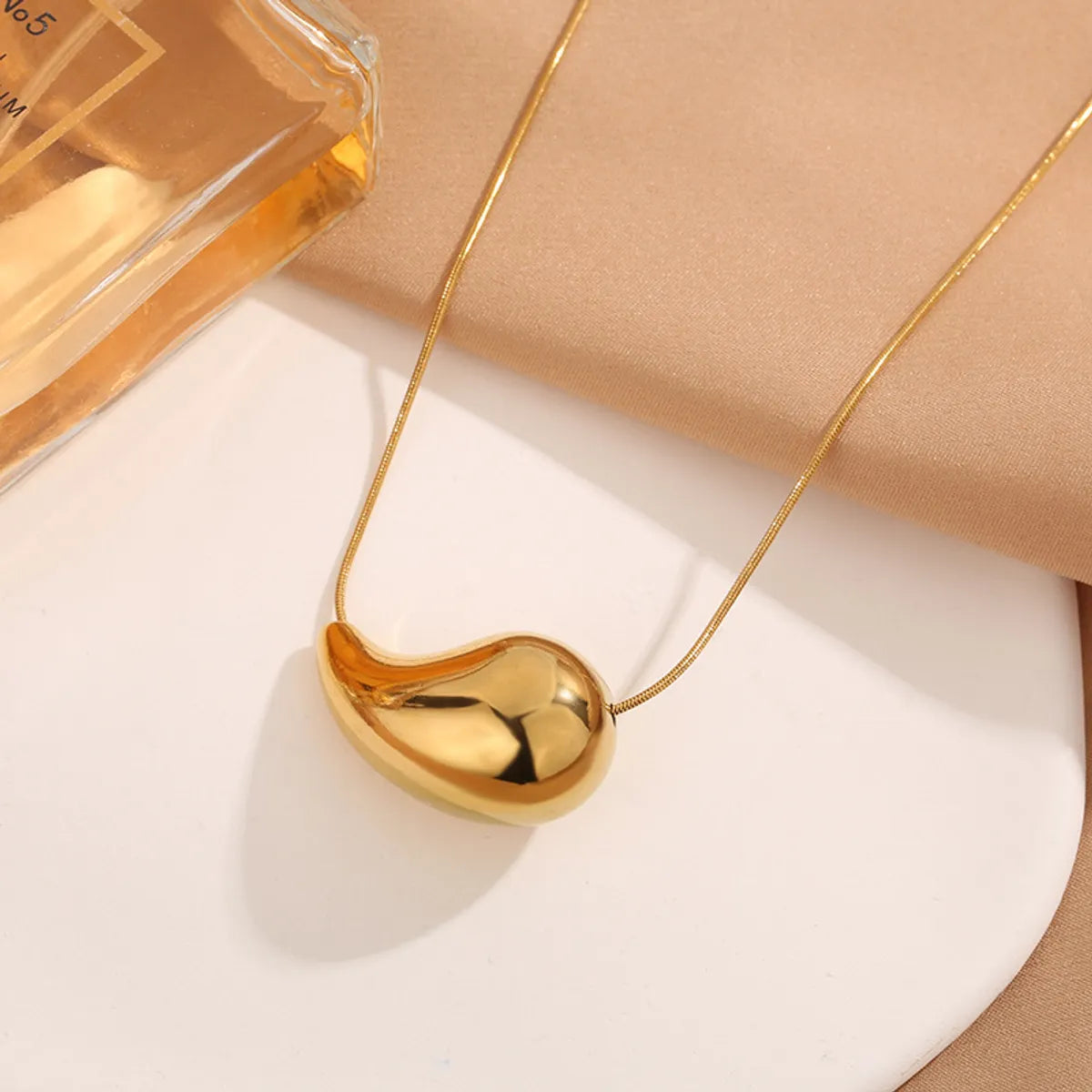 Wholesale Jewelry Hip-Hop Water Droplets 304 Stainless Steel Gold Plated Plating Pendant Necklace