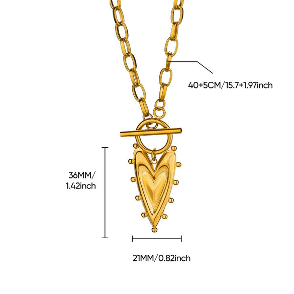 Wholesale Jewelry Hiphop Retro Fashion Heartshaped Stainless Steel 18K Electroplated Clavicle Chain Pendant