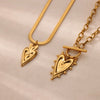 Wholesale Jewelry Hiphop Retro Fashion Heartshaped Stainless Steel 18K Electroplated Clavicle Chain Pendant