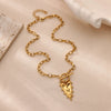 Wholesale Jewelry Hiphop Retro Fashion Heartshaped Stainless Steel 18K Electroplated Clavicle Chain Pendant