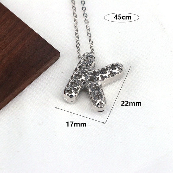 Wholesale Jewelry Hiphop Style Copper Alloy Cross Pendant Water Wave Chain Necklace With Letter Pattern And Electroplating Process