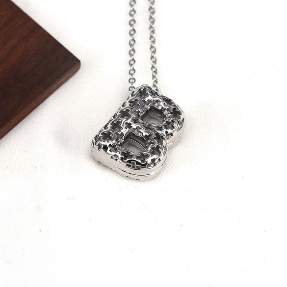 Wholesale Jewelry Hiphop Style Copper Alloy Cross Pendant Water Wave Chain Necklace With Letter Pattern And Electroplating Process