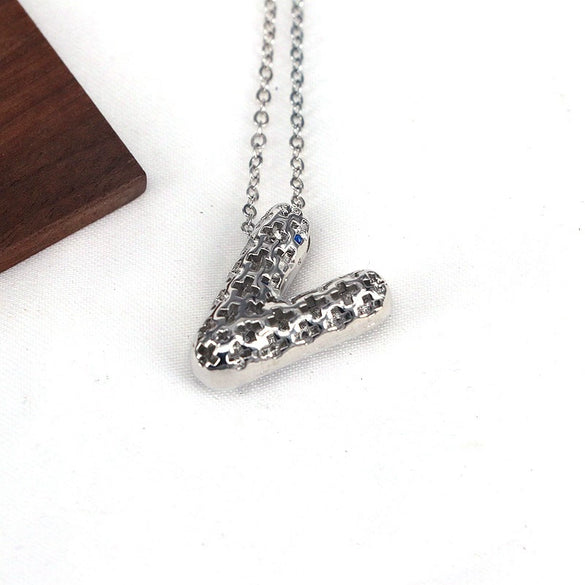 Wholesale Jewelry Hiphop Style Copper Alloy Cross Pendant Water Wave Chain Necklace With Letter Pattern And Electroplating Process